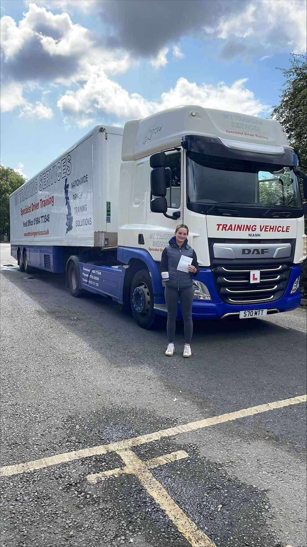 Eve passing her HGV CE 3B driver test first time