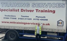 Carl celebrates passing his Cat C HGV test in Tewkesbury with MT Training Services